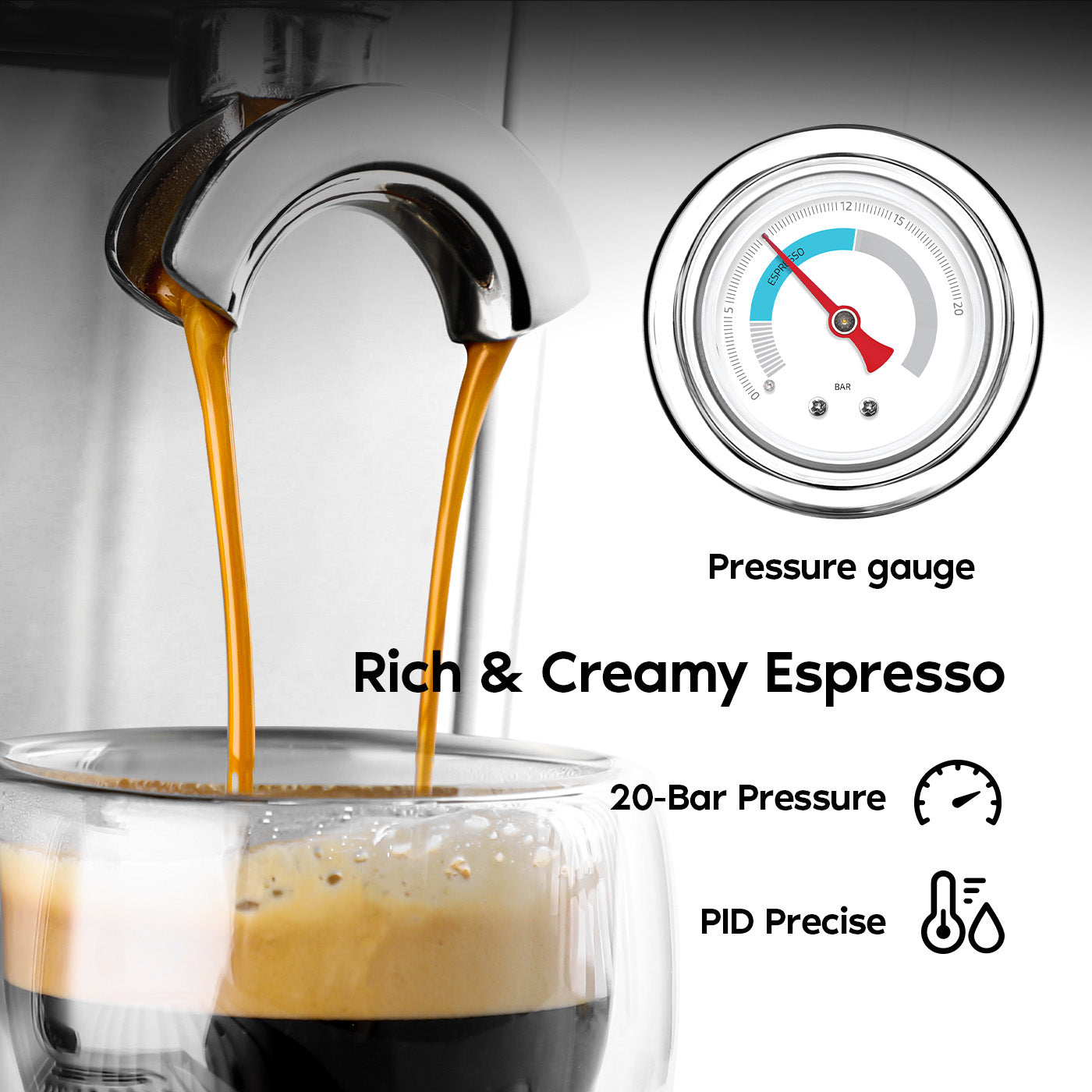 Dropship Espresso Machine With Milk Frother, 20 Bar Pump Pressure
