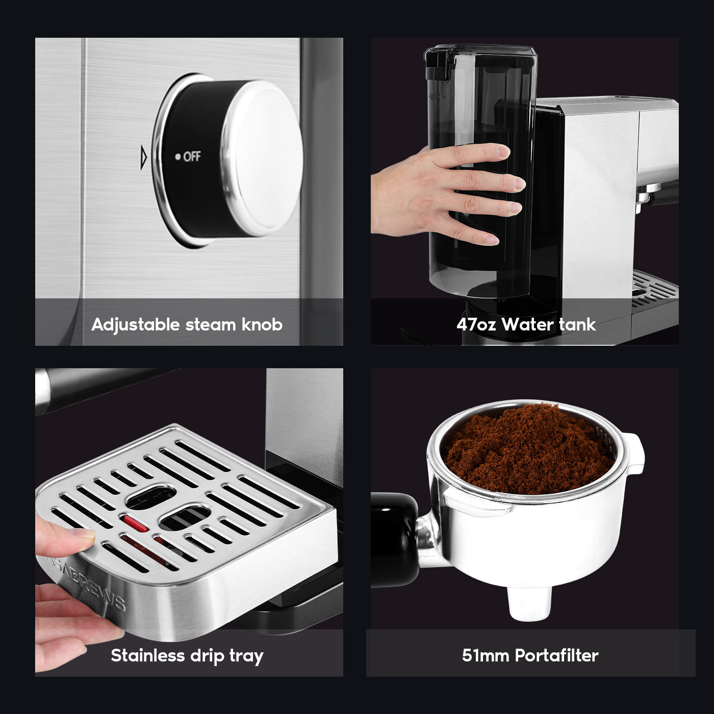 BONSENKITCHEN Automatic Espresso Coffee Maker Machine 20 Bar Milk Frother  Wand