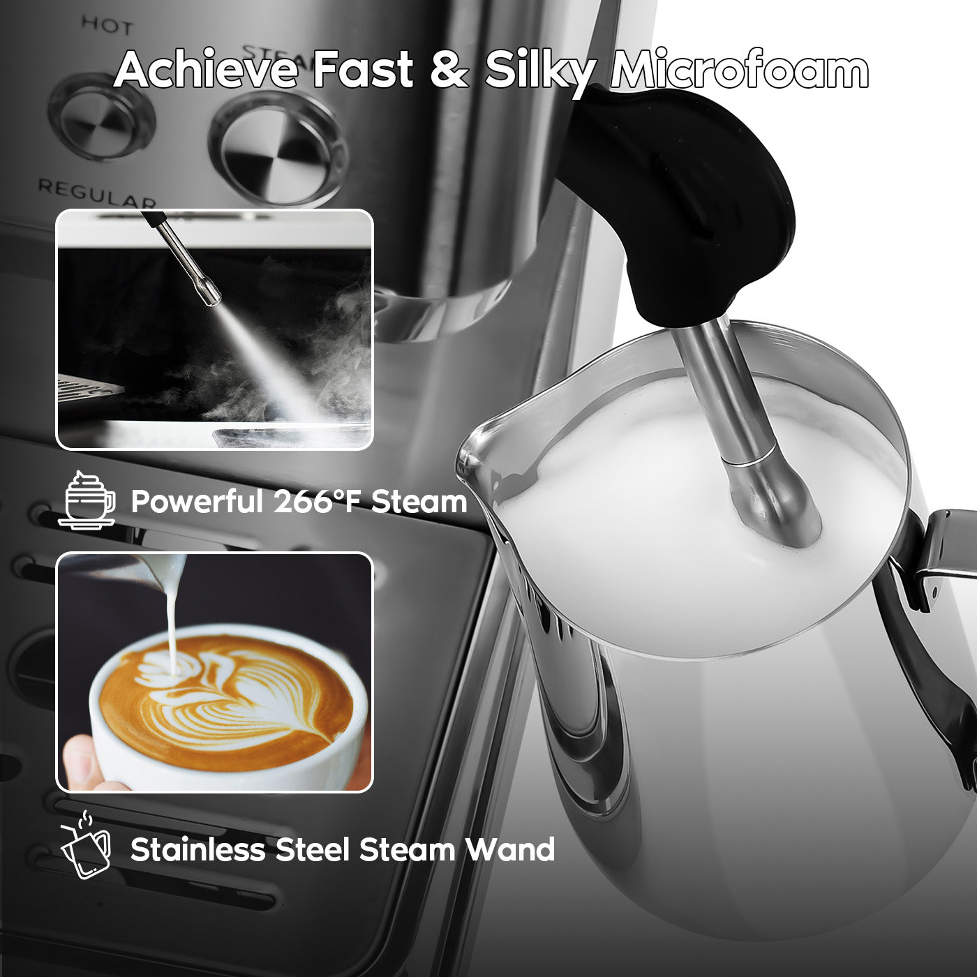 CASABREWS 3700-Gense 20 Cup Sliver Stainless Steel Espresso