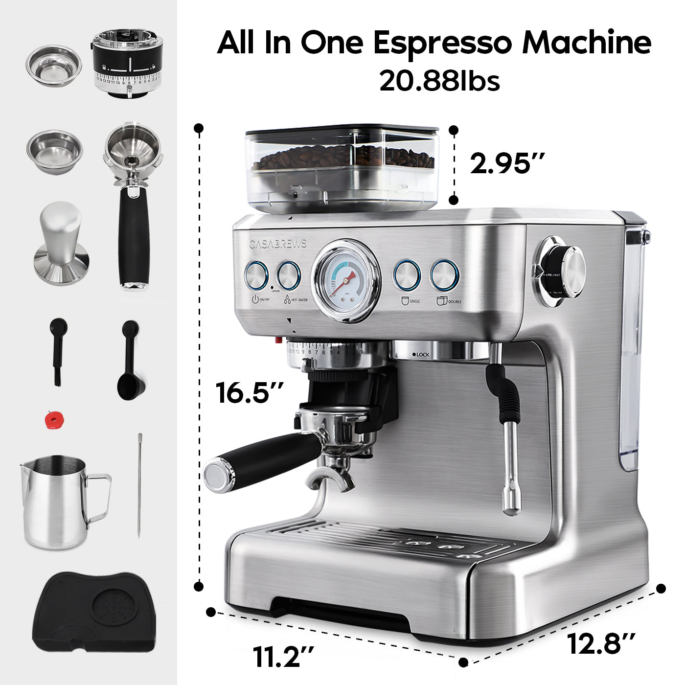 【13% OFF BUNDLES】CASABREWS 5700GENSE™ Espresso Machine & 58mm Bottomless Portafilter