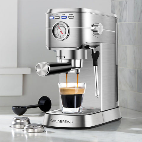 CASABREWS CM5418™ Kompakte 20-Bar-Espressomaschine mit Edelstahl-Milchaufschäumer und Dampfstab