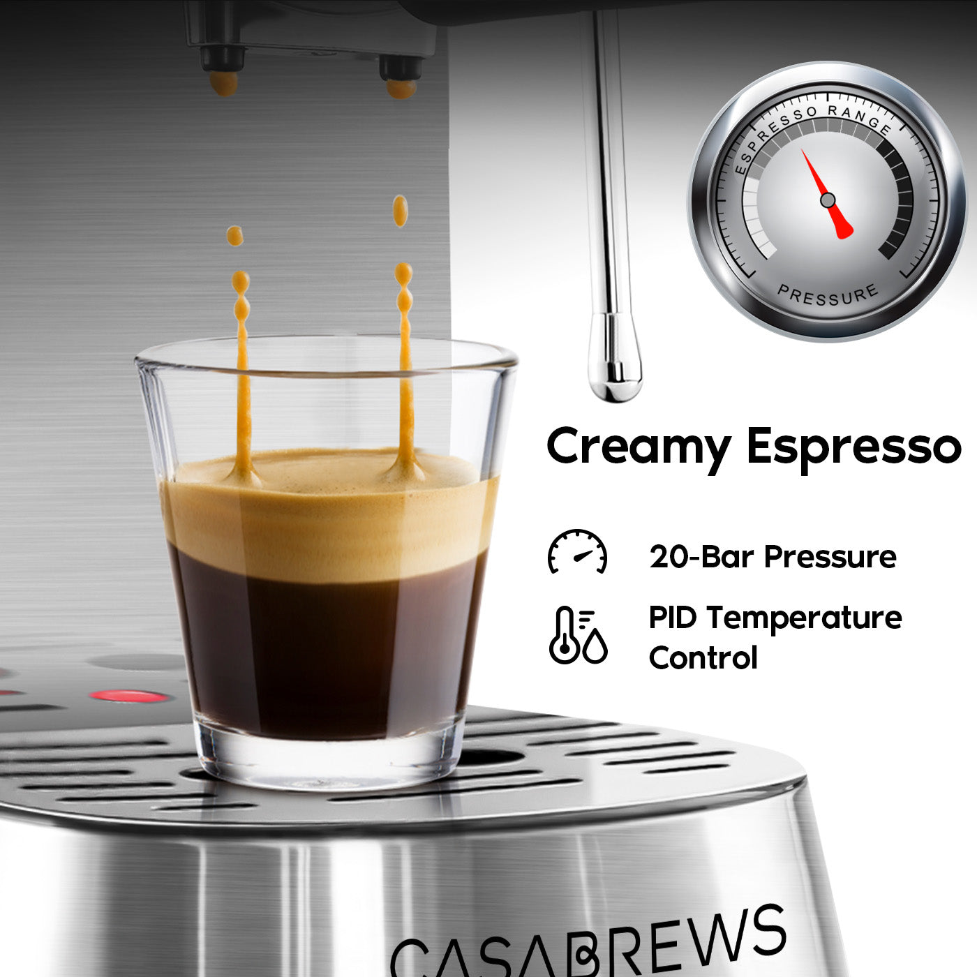 MPM MKW-08M Cafetera Express 20 bares, Espresso, Cappuccino, Latte