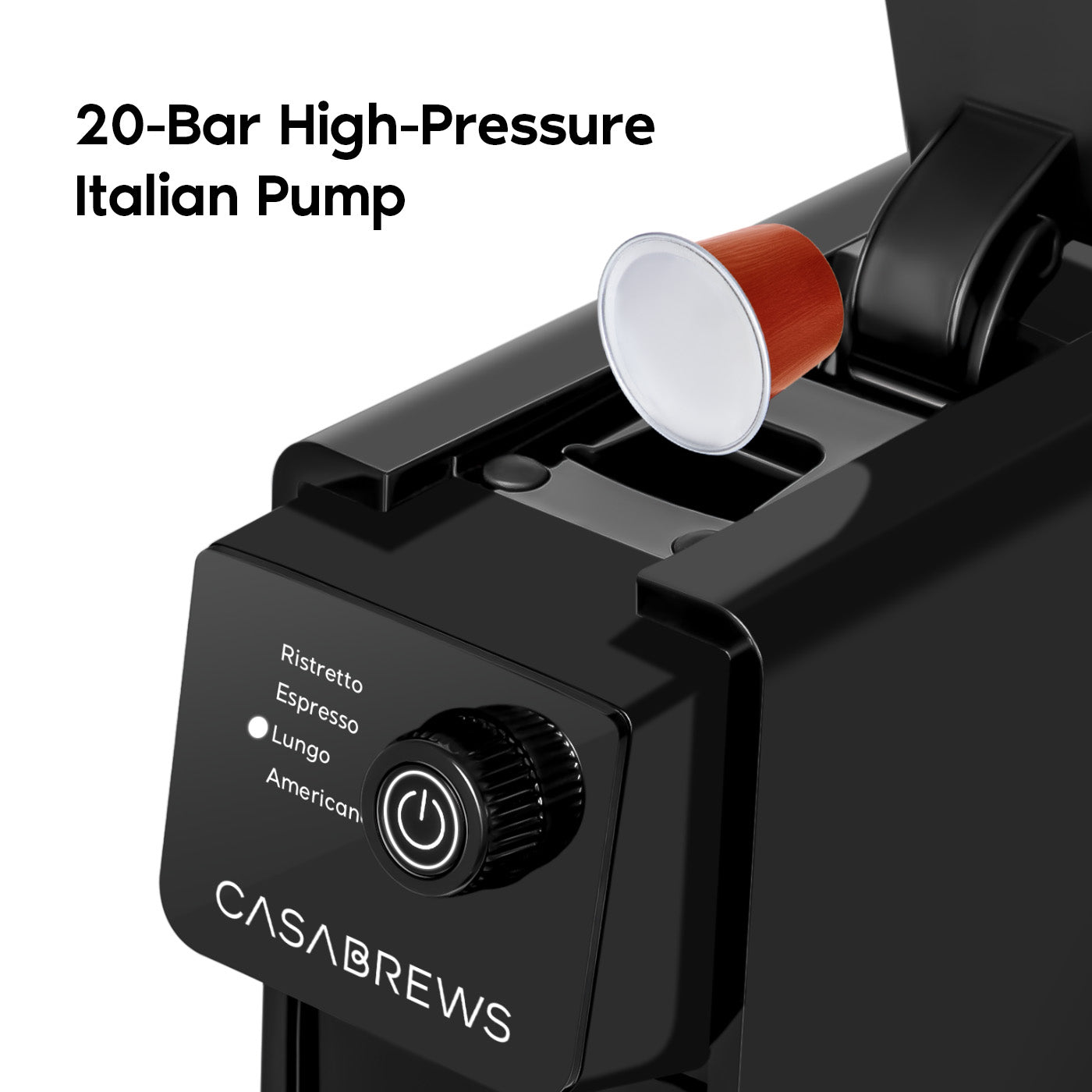 CASABREWS CM7036E™ Espresso Machine for Nespresso Original Pods, 20 Bar Coffee Machine with 4 Brewing Modes, Compact Capsule Coffee Maker