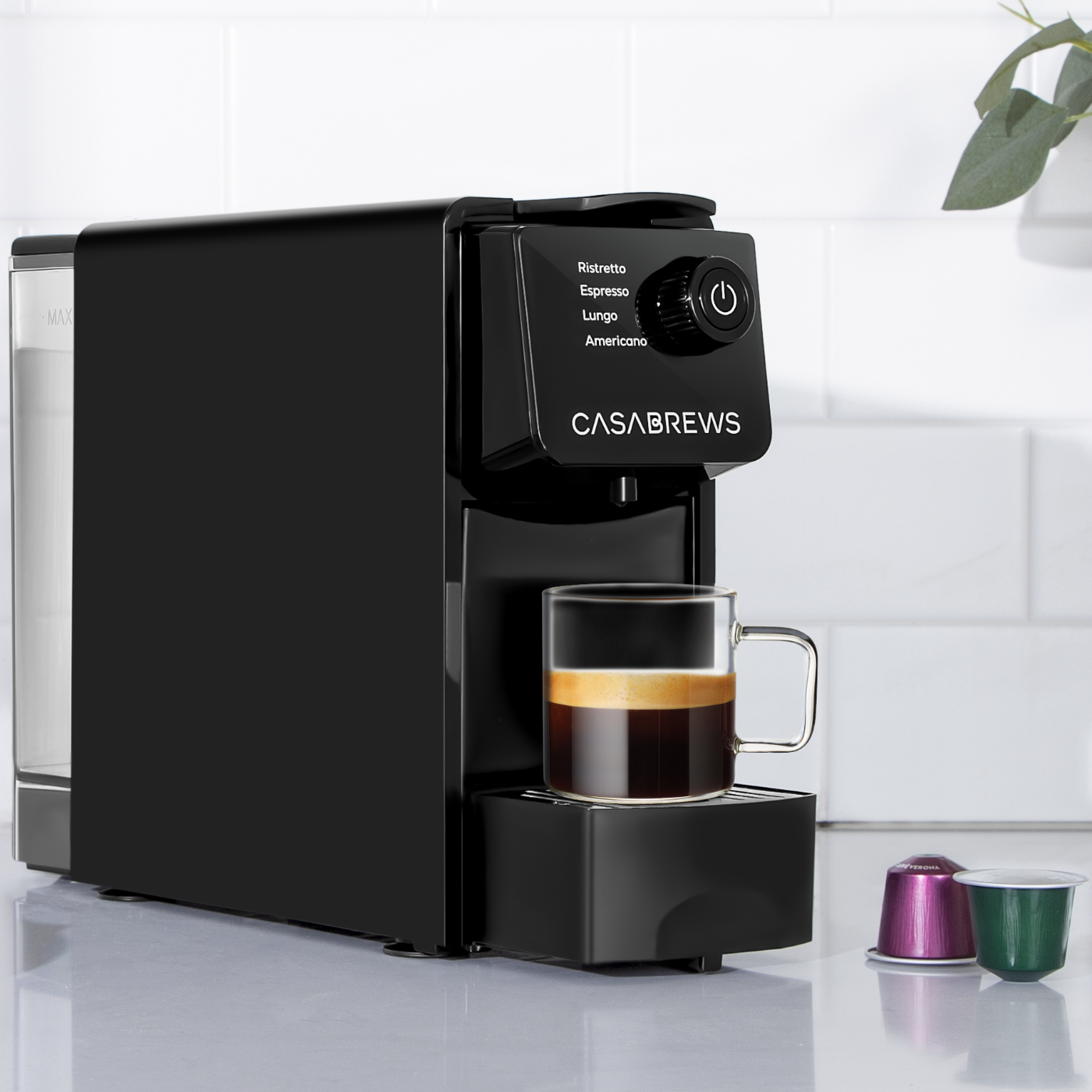 CASABREWS CM7036E™ Espresso Machine for Nespresso Original Pods, 20 Bar Coffee Machine with 4 Brewing Modes, Compact Capsule Coffee Maker